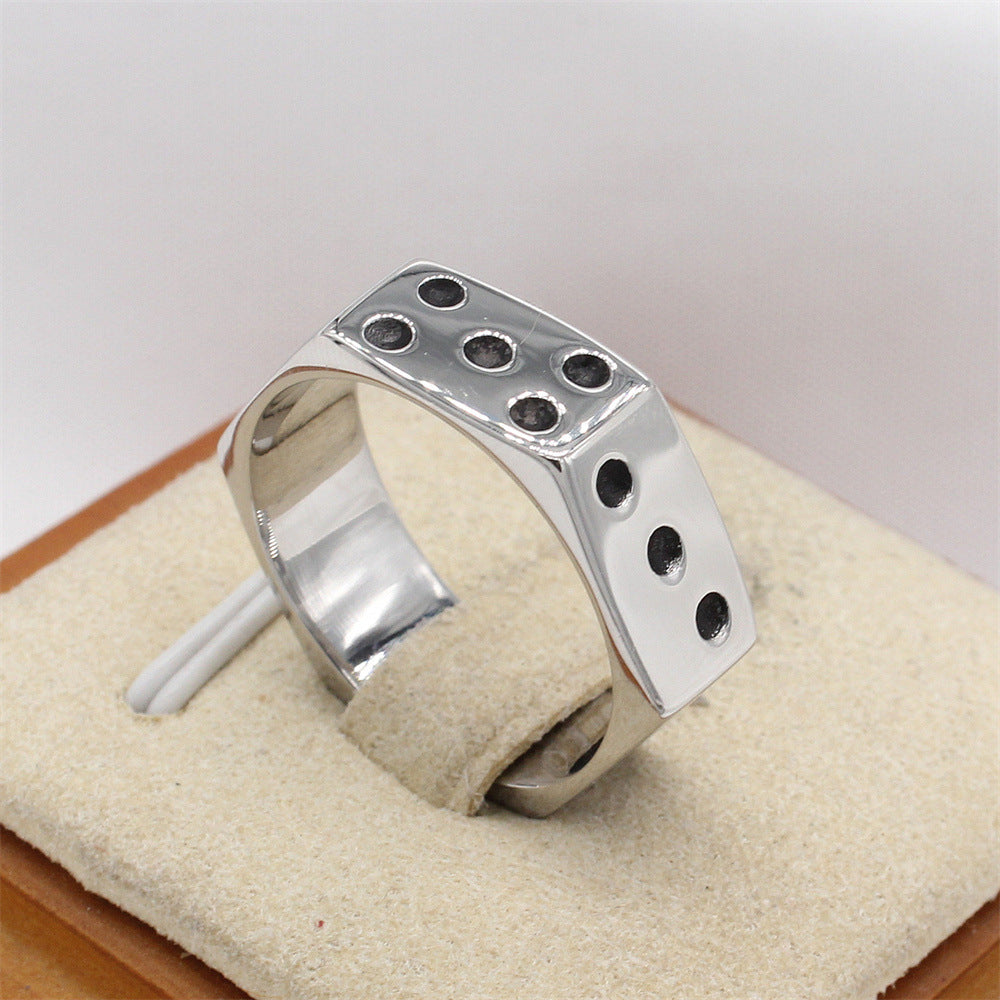 Planderful Titanium Steel Ring Hexagonal Dice Design for Men and Women Personalized Protection Statement