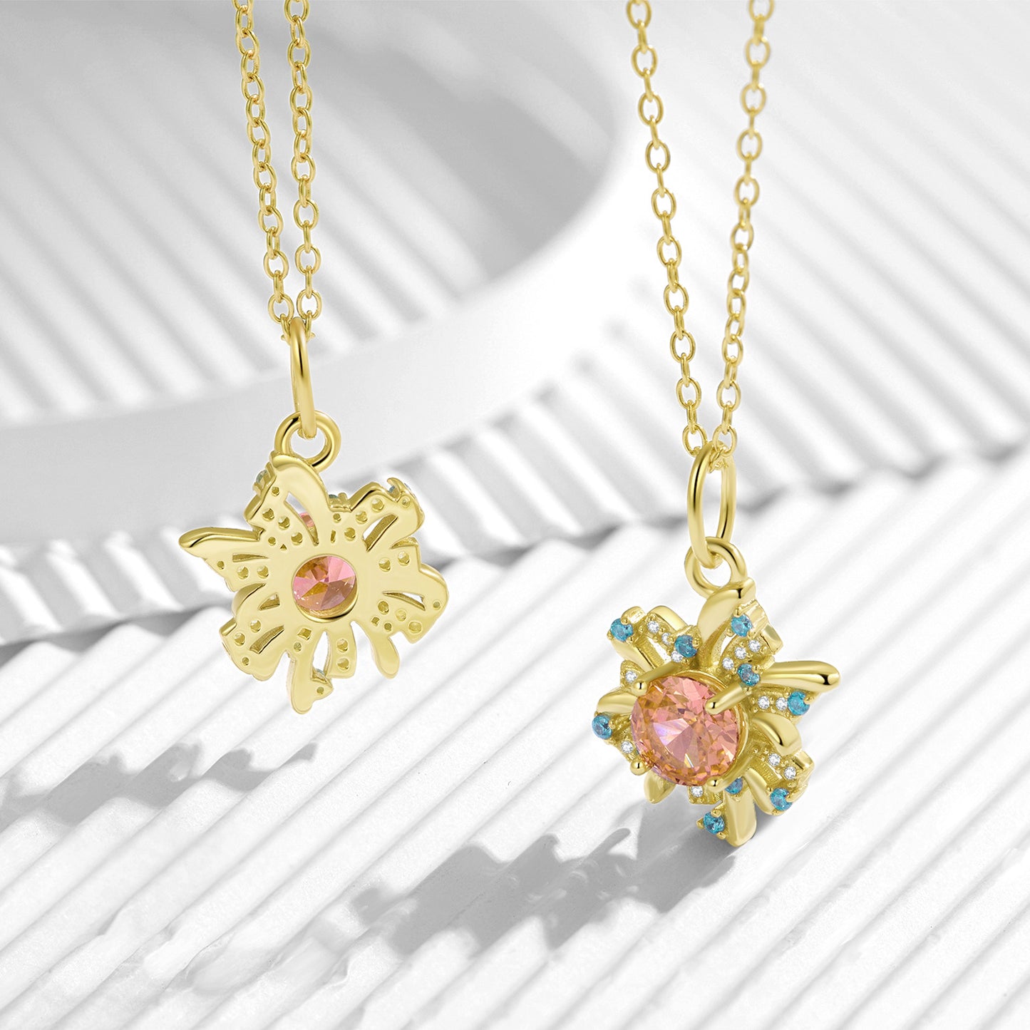 Planderful Fashion Bright Fireworks Necklace 925 Sterling Silver Electroplated 14k Gold Inlaid Morgan Orange High Carbon Zircon Chain – Elegant Sparkle and Durability