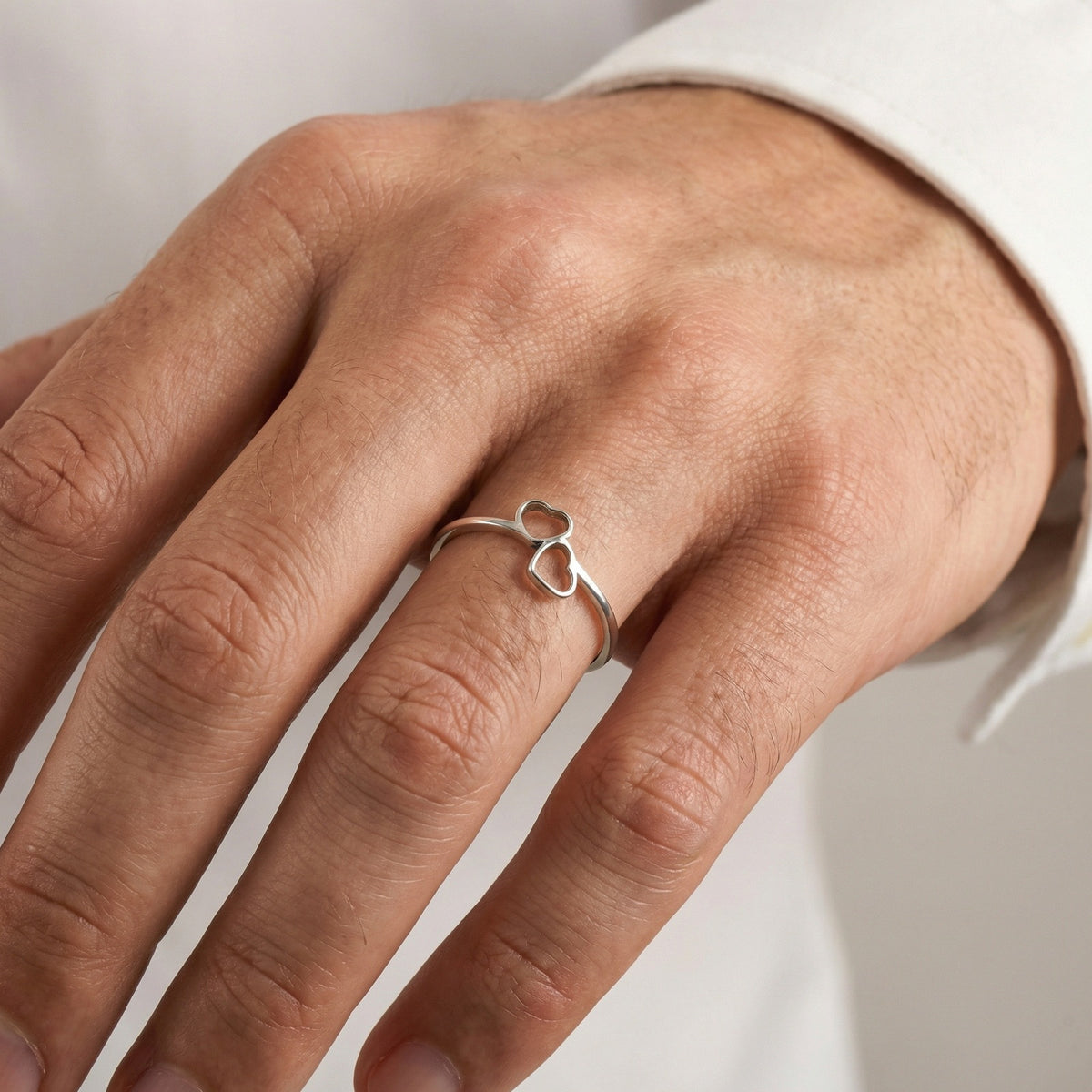 Couple Gift Stainless Steel Couple Ring Double Heart
