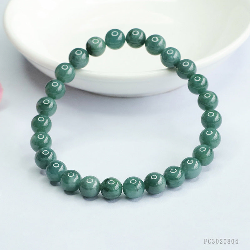 Blue Water Jadeite Round Bead 7 mm Bracelet