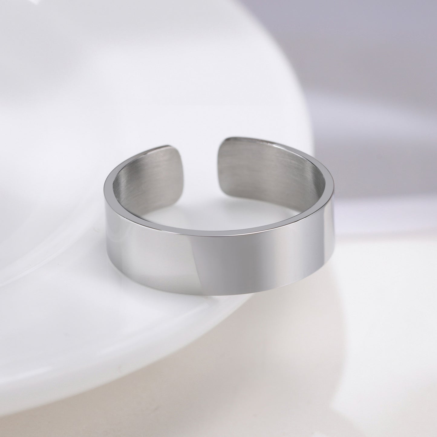 Stainless Steel Bare Body Plain Opening Adjustable Ring Steel Color for Men and Women Jewelry Wholesale