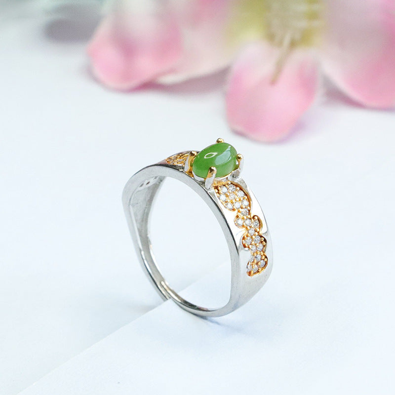 925 Sterling Silver Hetian Jasper Statement Ring