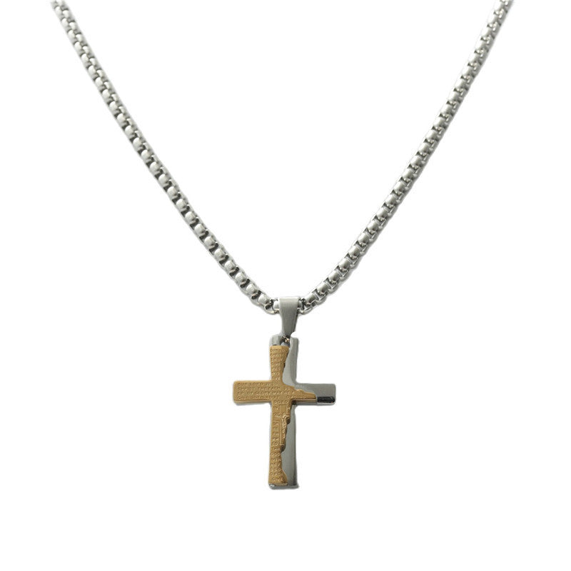 Stylish Personalized Titanium Steel Cross Pendant Necklace for Men