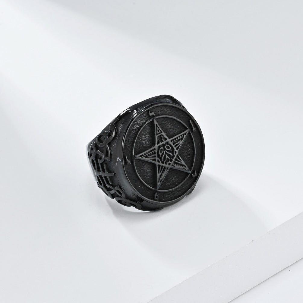 Steel Ring – Vintage Men's Pentagram