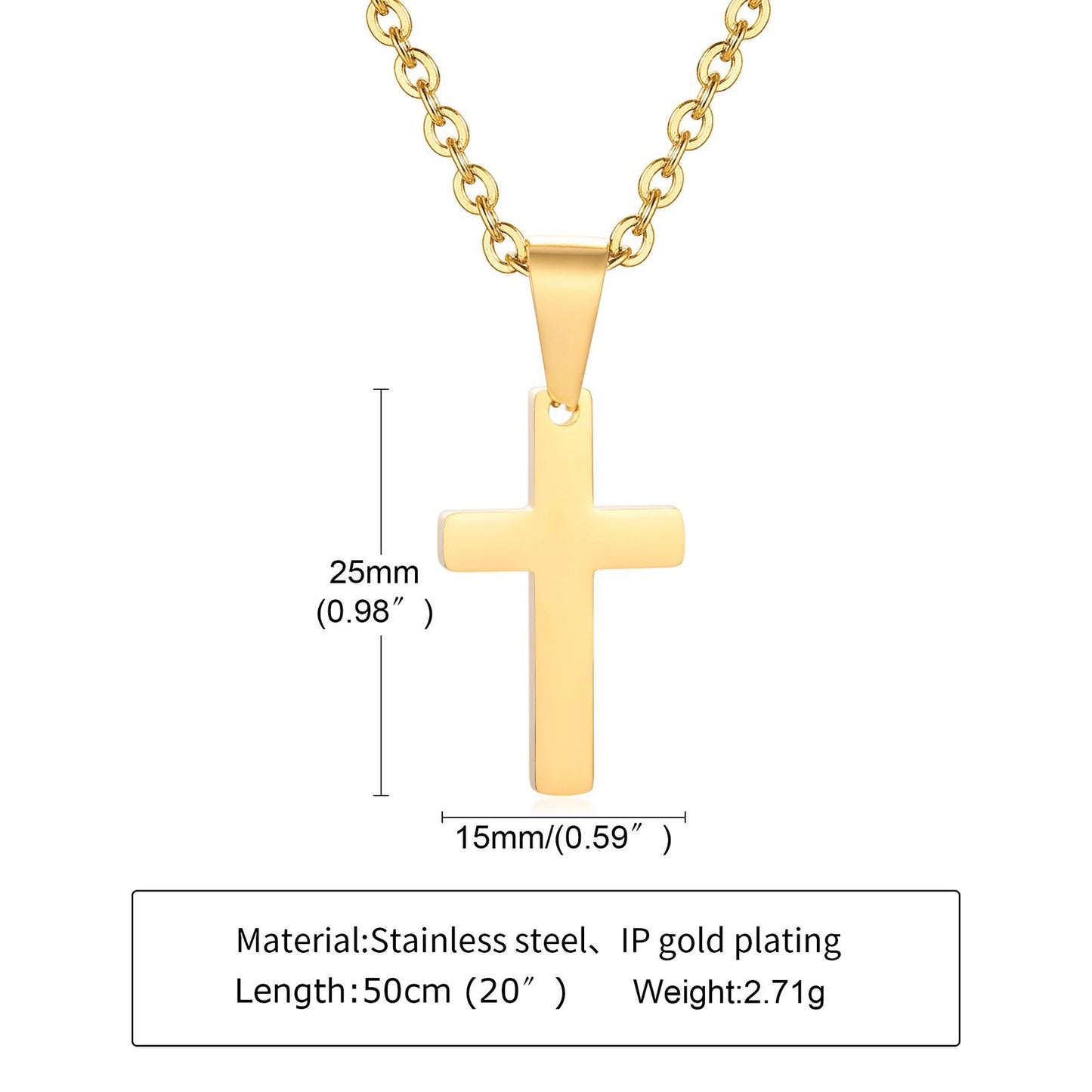 Planderful Stainless Steel Cross Necklace For Men Hip Hop