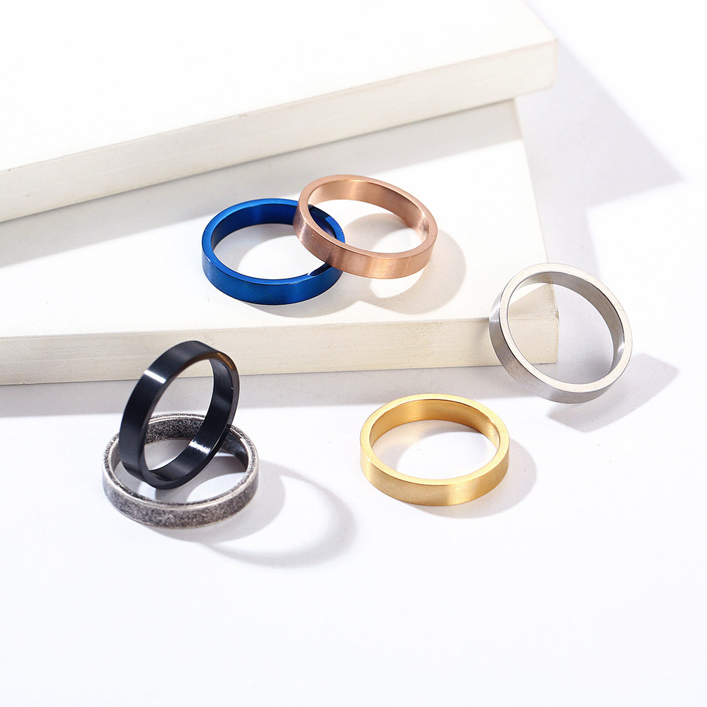 Planderful Titanium Steel Ring 4mm Matte Brushed Unisex Fade Resistant Jewelry For Men And Women Everyday Wear