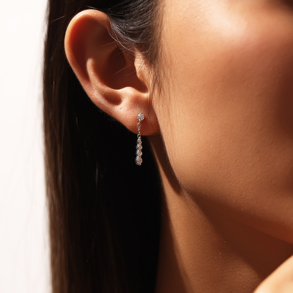 925 Sterling Silver Long Moissanite Tassel Earrings