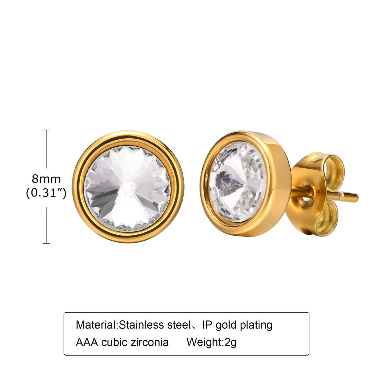 Zircon Earrings — Gold or Silver Tone