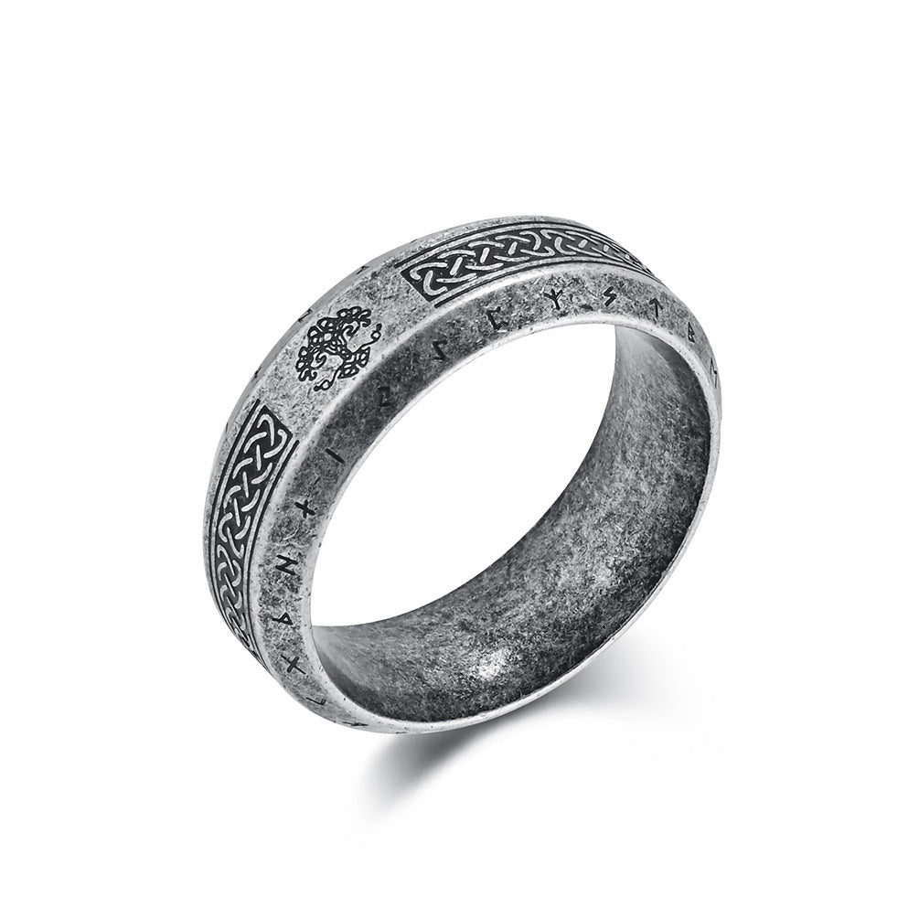 Planderful Nordic Celtic Tree Of Life Viking Ring Luhn Rune For Men Stainless Steel Jewelry