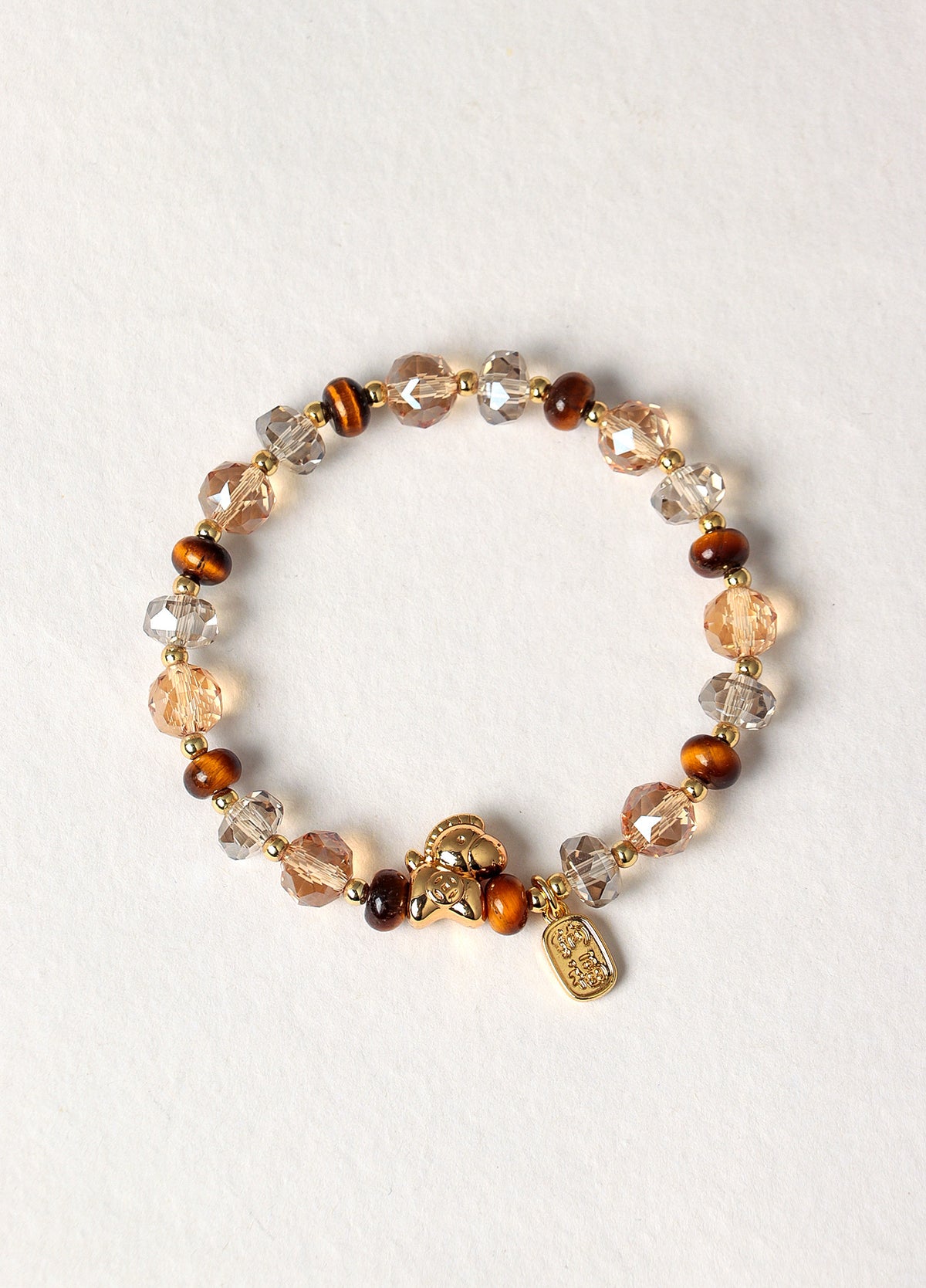 Tiger Eye & Pearl Horse-Year Bracelet