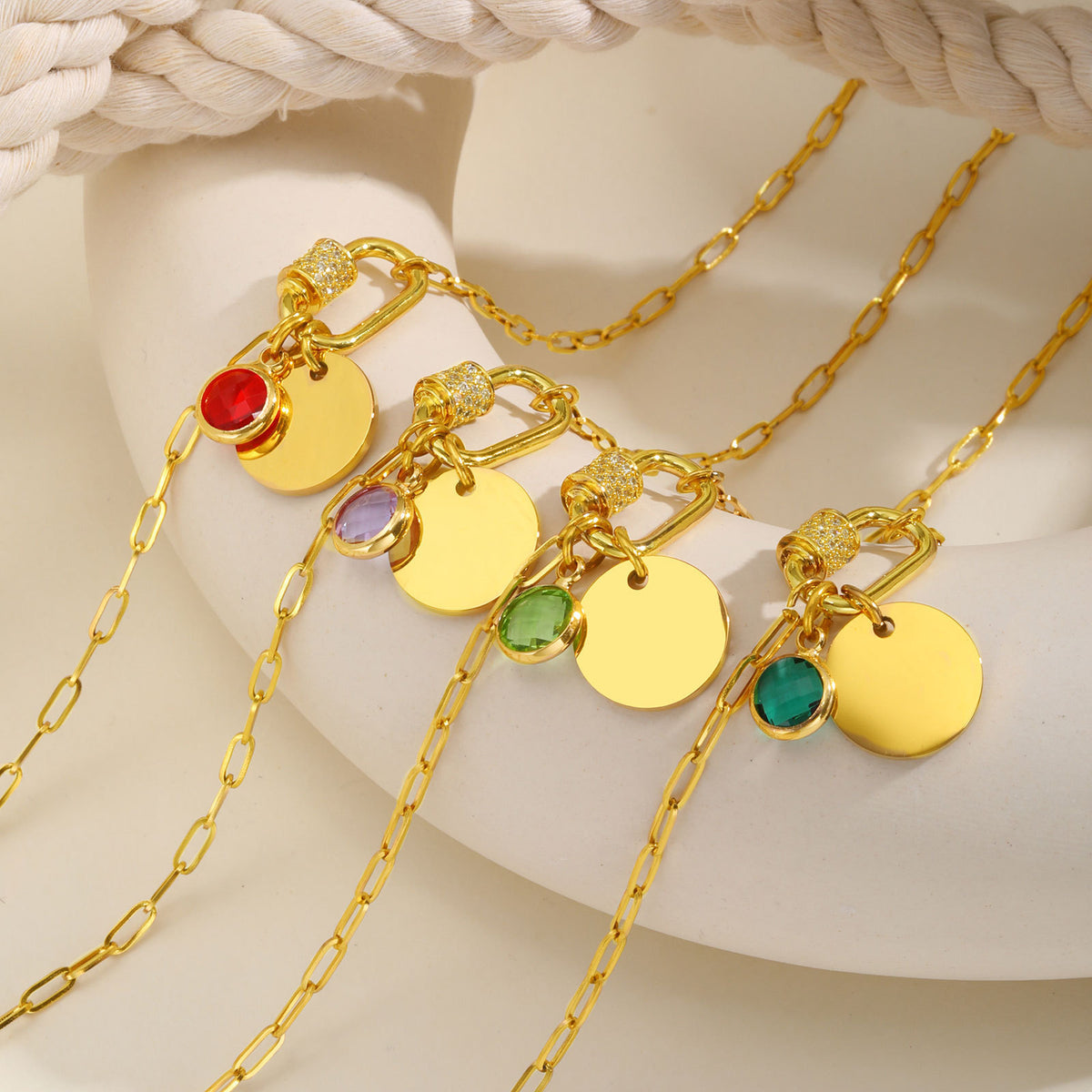 Small Square Chain Blank Stainless Steel Necklace for Women