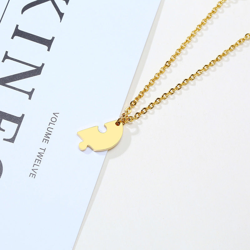 European and American Graduation Friendship Necklace Women's Stainless Steel Love Puzzle Pendant