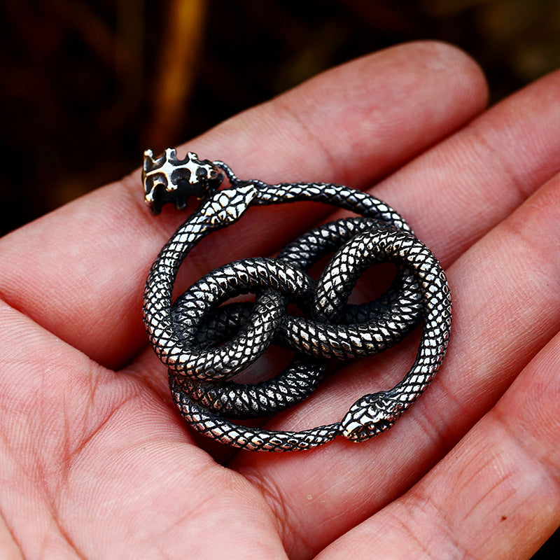 Retro Ouroboros Titanium Steel Pendant for Men - Personalized Snake Jewelry