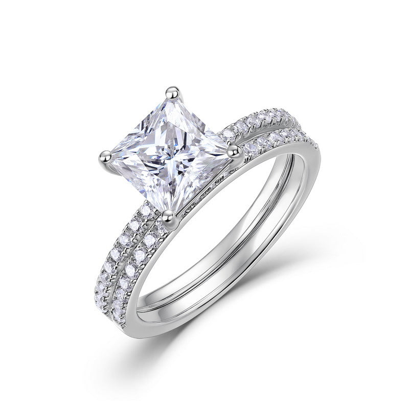 Planderful Geometric Moissanite Sterling Silver Ring – 7 × 7 mm, 1.9 ct