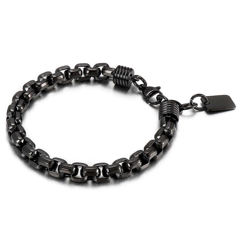 Punk Style Men's Stainless Steel Square Pearl Bracelet – Men's Titanium Steel Design