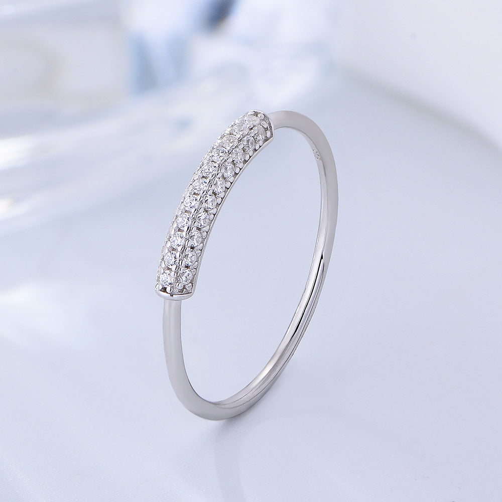 Korean Version Sterling Silver Micro-Inlaid Zircon Ring Index Finger Ring Tail Ring Jewelry