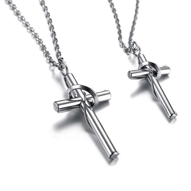 Stainless Steel Couple Cross Pendant – Men's – Women's Cross Necklace