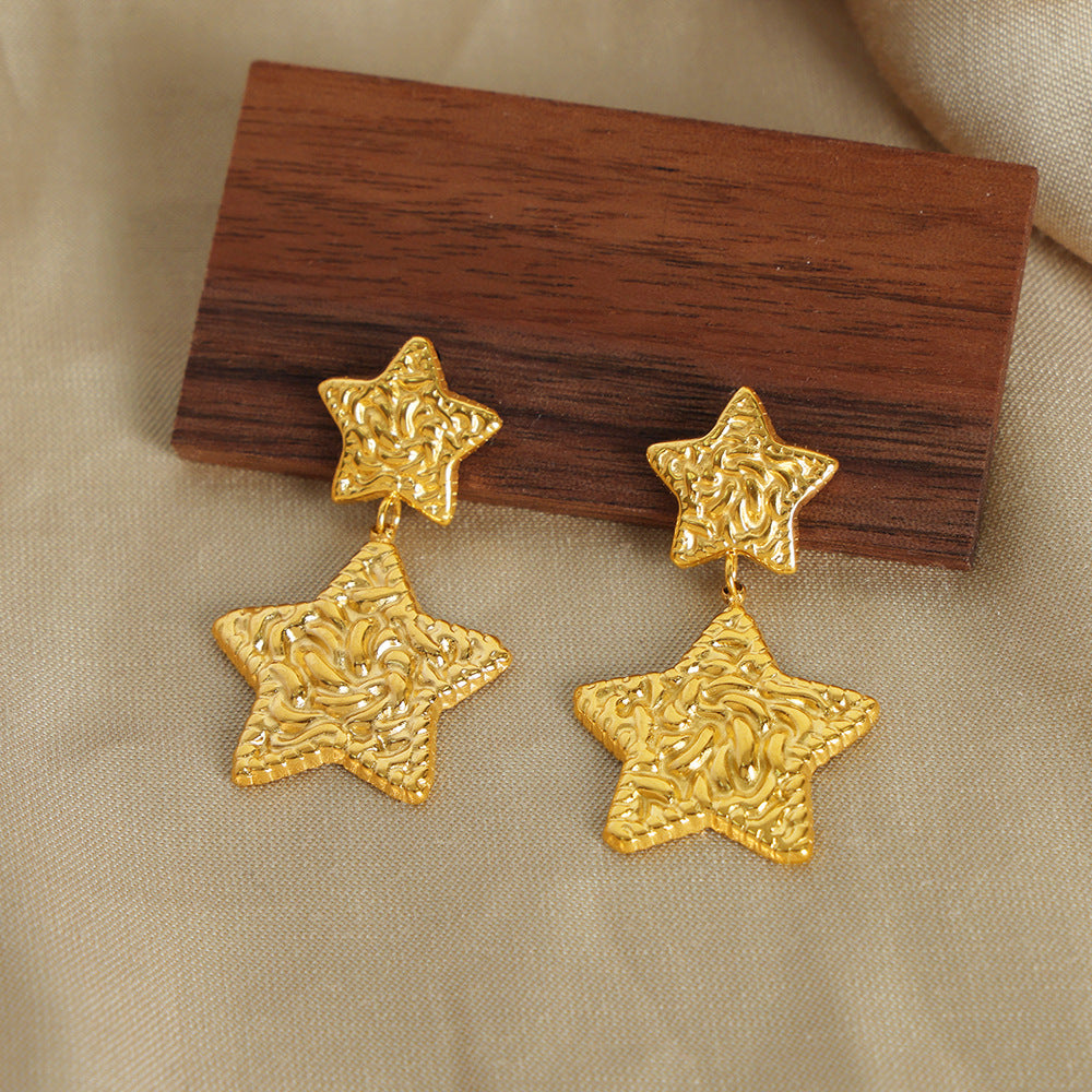 Korean Style Titanium Steel Gold-Plated Love Star Earrings - Everyday Genie Collection