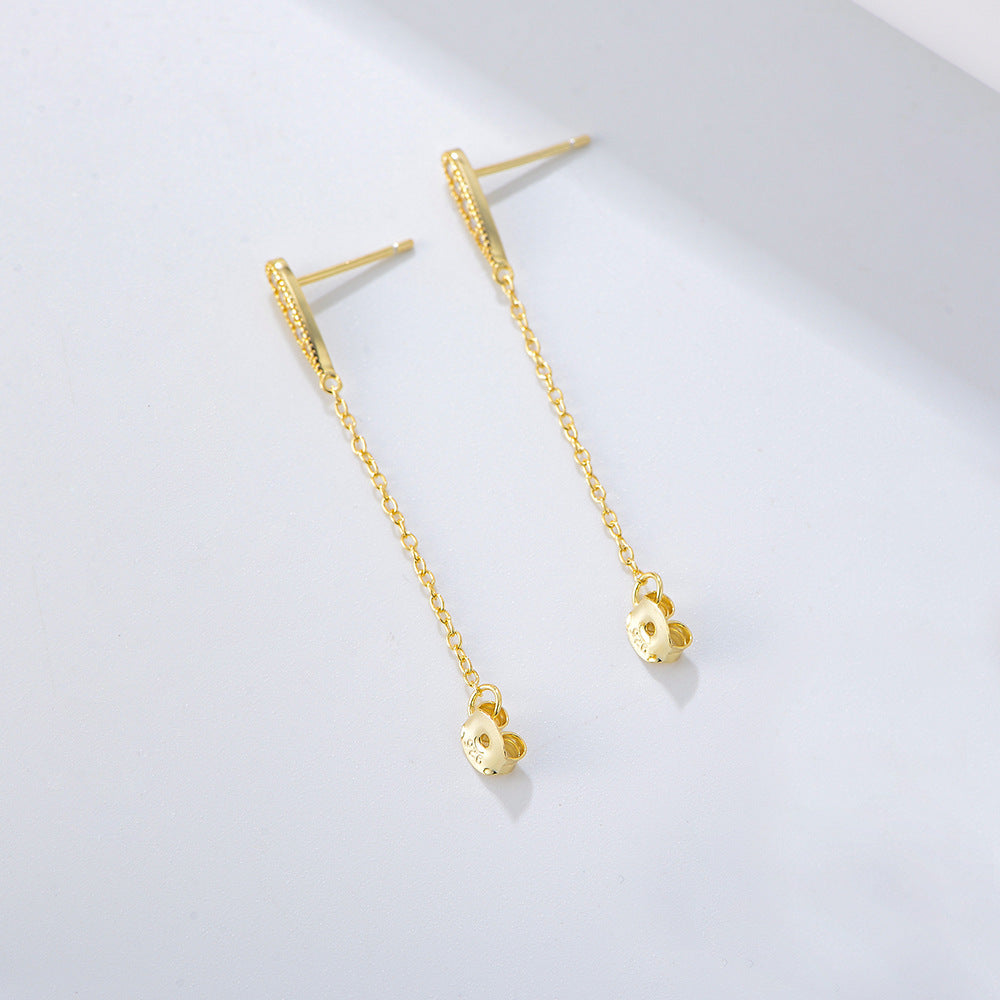 S925 Sterling Silver Earrings Sense Chain Fringed Stud Earrings,
