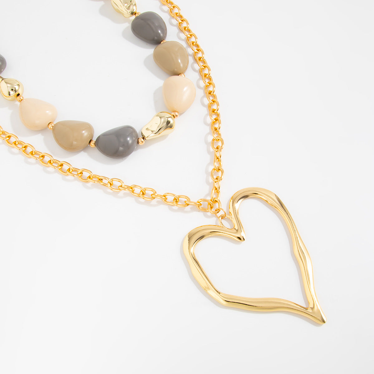 Oversized Heart Beaded Necklace Set