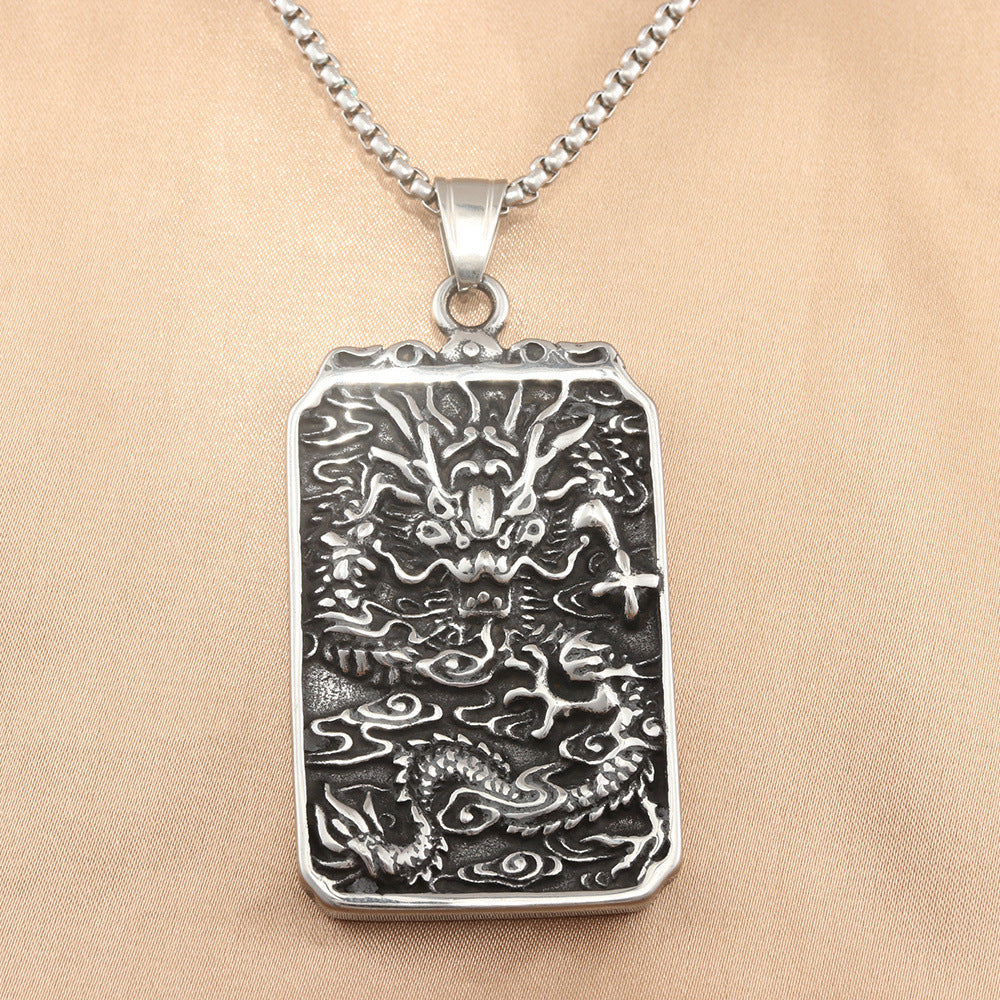 European And American Stainless Steel Dragon Pendant Necklace