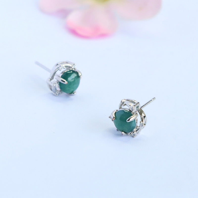 Blue-Water Jadeite Star Trail Stud Earrings