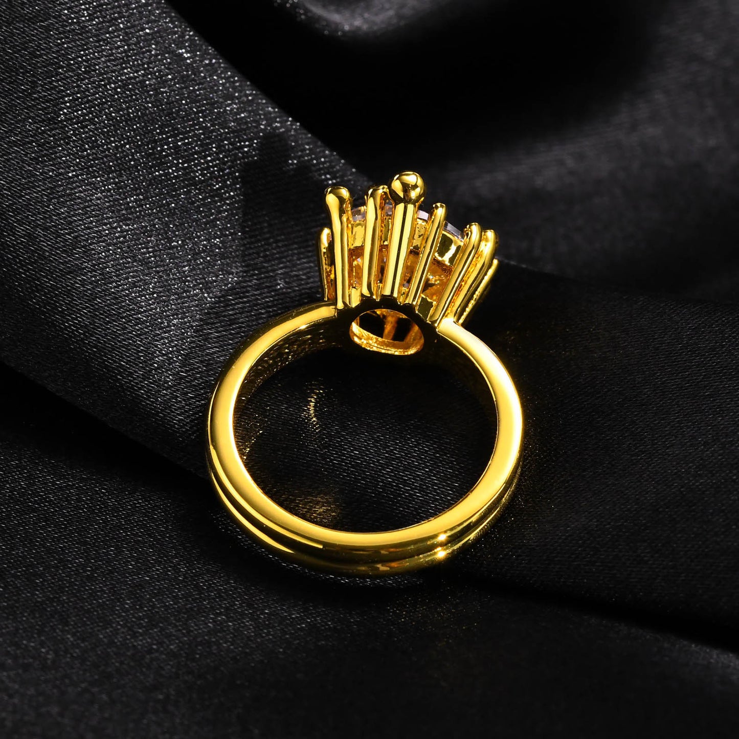 Jewelry Copper Large Zircon Gold Ring Women's Ring Wholesale