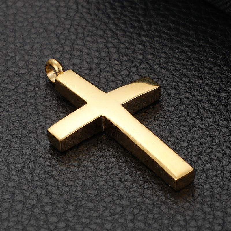 Stylish Men's Titanium Steel Cross Pendant Necklace - European and American Design