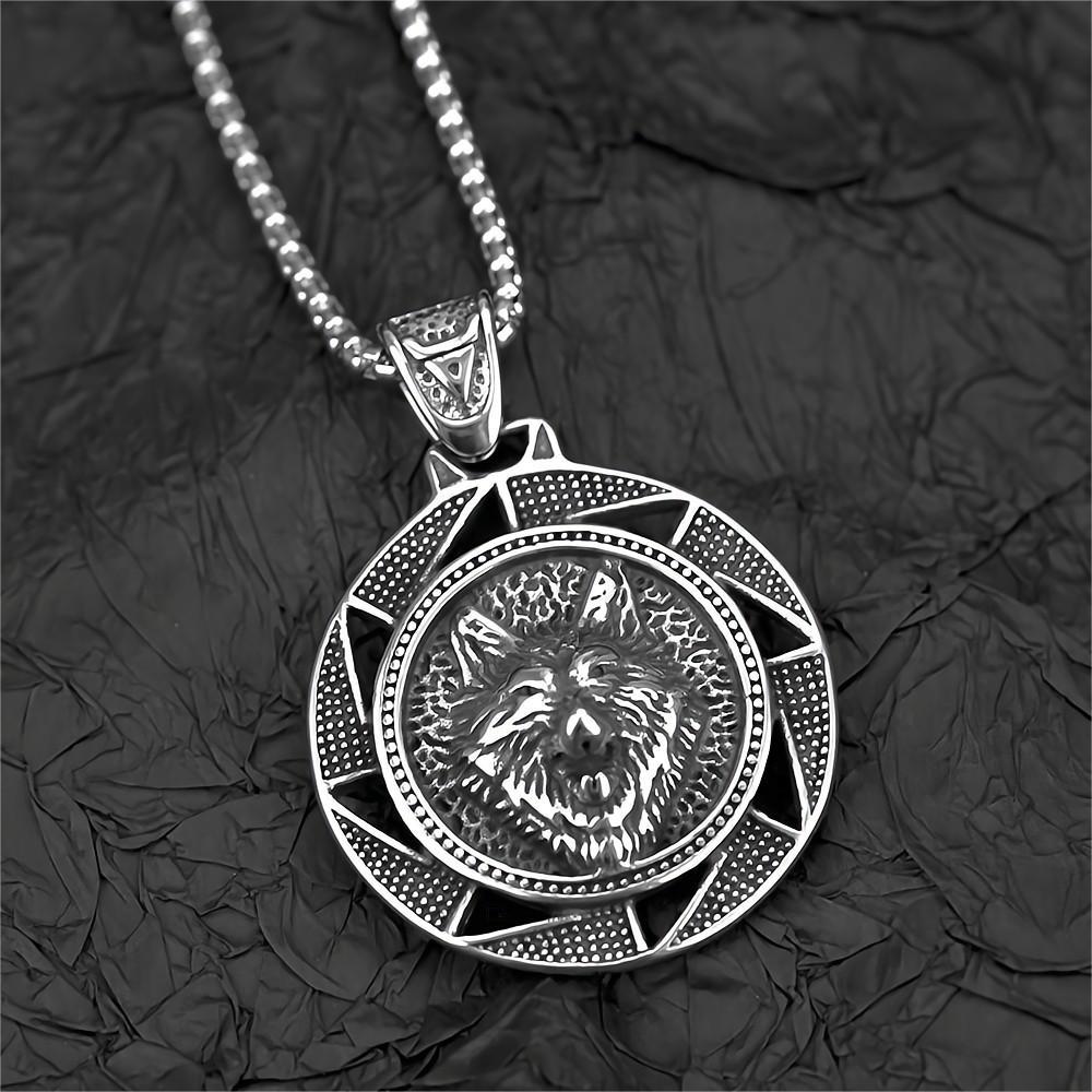 European and American Jewelry Wholesale Titanium Steel Men's Pendant Necklace Wolf Head Retro Hip-Hop Design