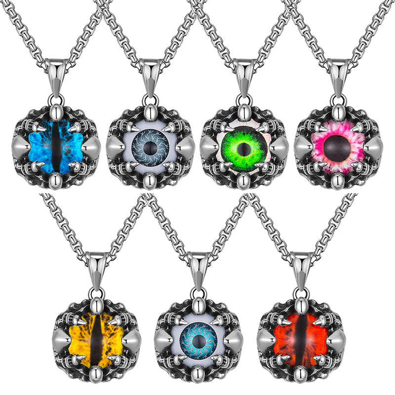 Steel Necklace – Statement Turkish Eye Pendant