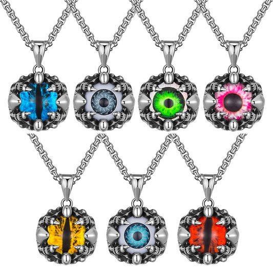 Steel Necklace – Statement Turkish Eye Pendant