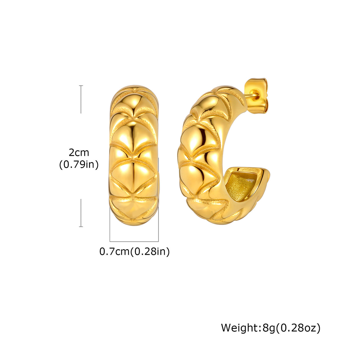 Gold-Tone Textured Scale Huggie Hoop Earrings
