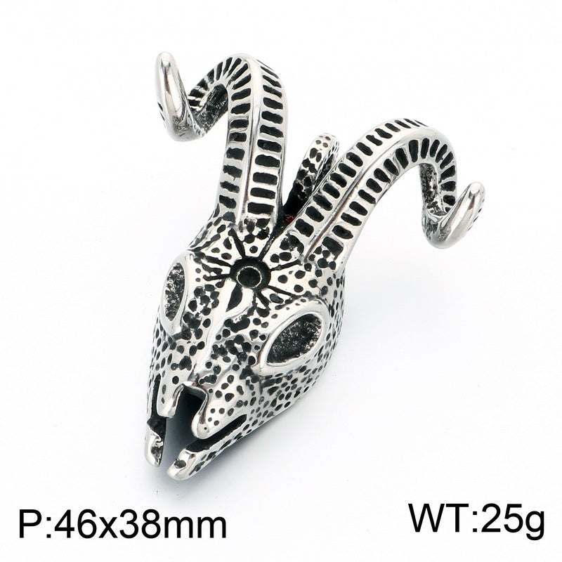 Dark Gothic Baffle Goat Head Pentagram Pendant Casting Three-Dimensional Demon Stainless Steel Men's Necklace