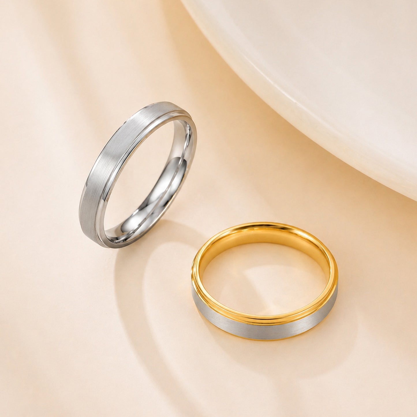 Stainless Steel Zircon Ring Two Tone Gold And Silver Elegant Unisex Couple Jewelry By Planderful Everyday Genie