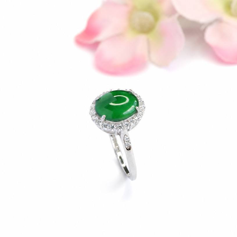 Green Jadeite 925 Silver Ring
