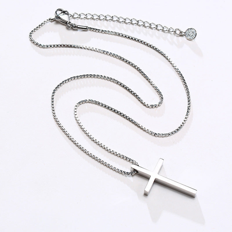 Stainless Steel Cross Box Chain Necklace Gold Female Fashion