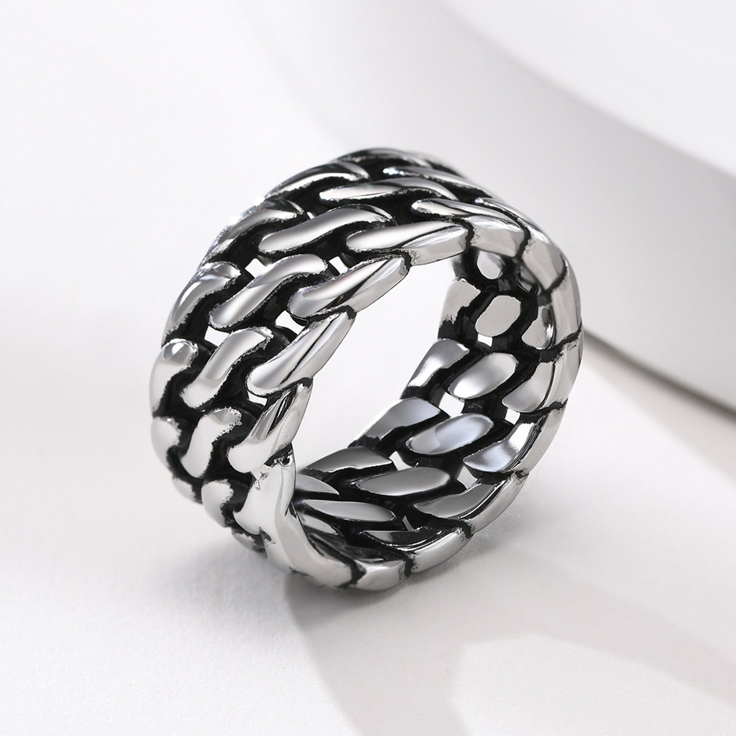 Stainless Steel Strap Ring Steel Ring Men's Retro Accessories