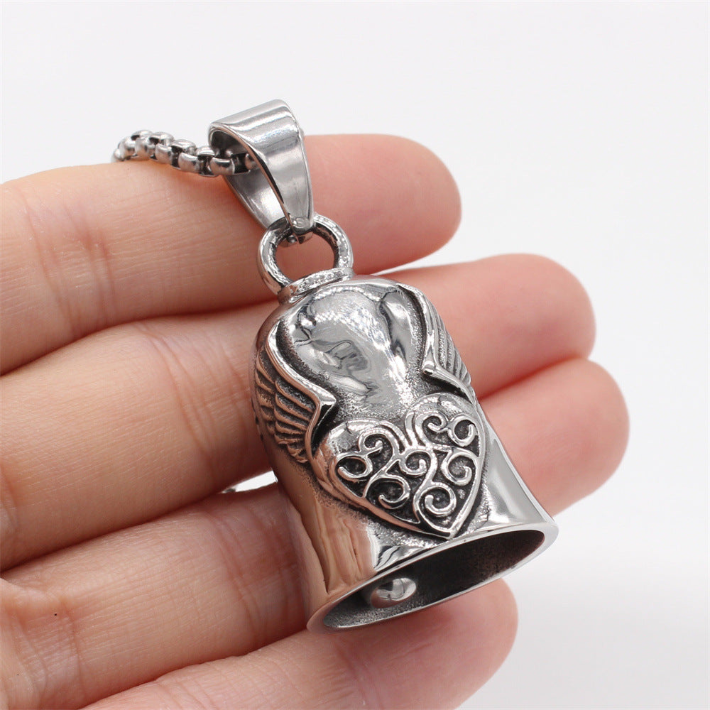 Retro Palm Gesture Angel Bell Pendant Necklace for Men and Women - European and American Wholesale Design