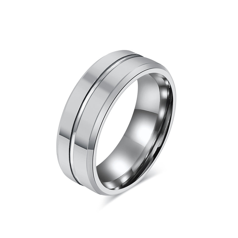 Cross-Border Simple 8mm Tungsten Steel Ring for Men