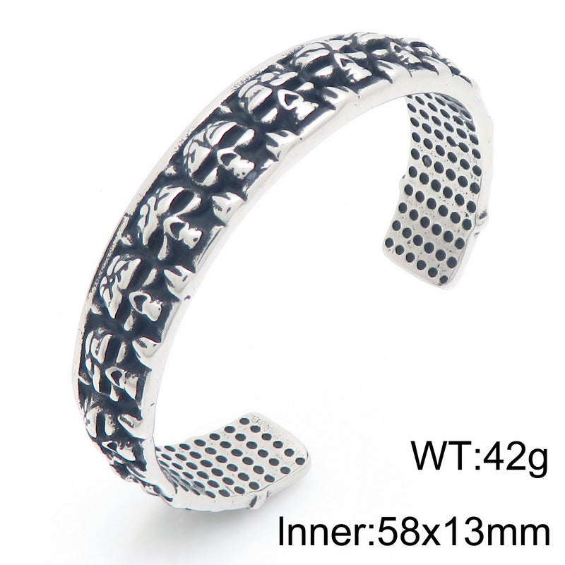 Nordic Viking Skull Bracelet – Gothic Antique Devil Horn Skull Titanium Steel Men's Opening