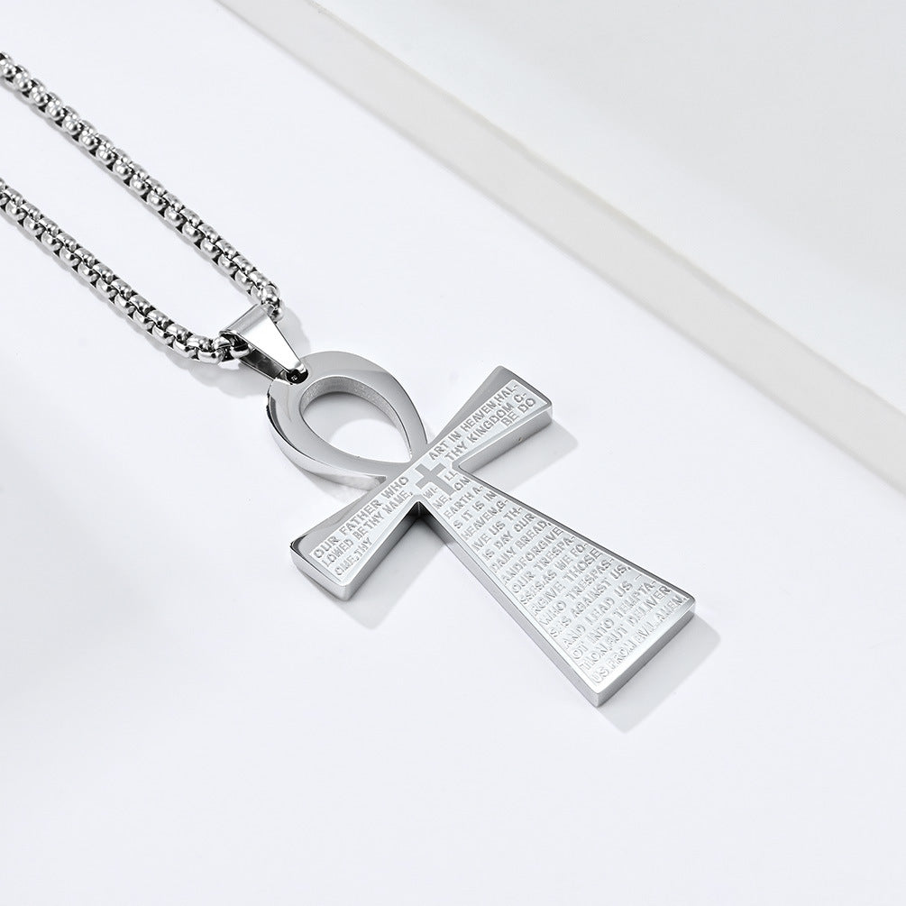Ancient Egypt Anka Cross Titanium Steel Necklace for Men
