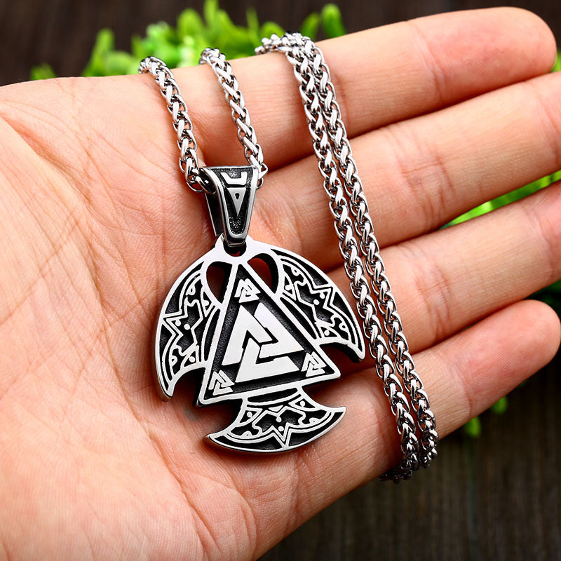 Titanium Steel Viking Symbol Pendant for Men - Wholesale Retro Jewelry