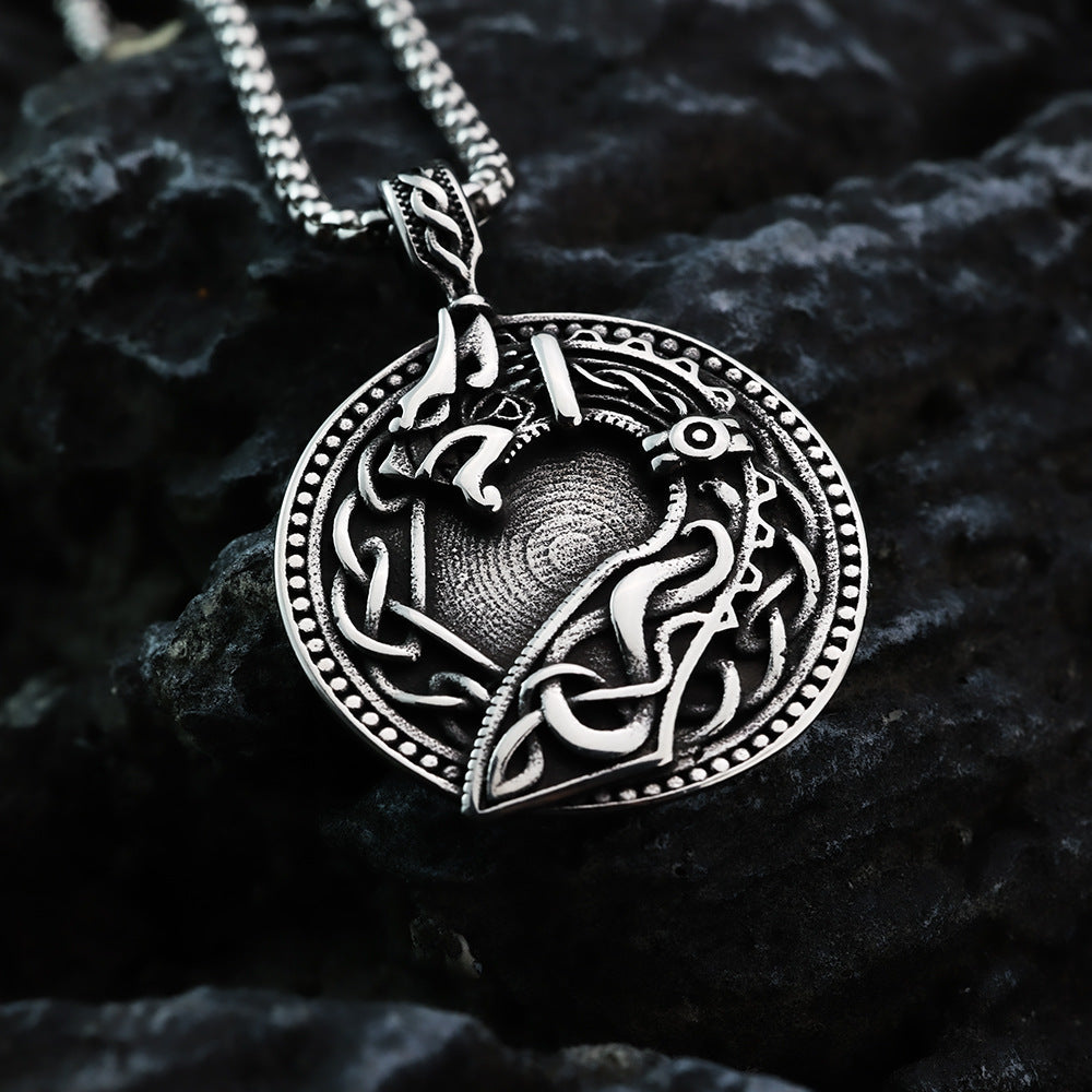 European And American Retro Stainless Steel Viking Wolf Necklace