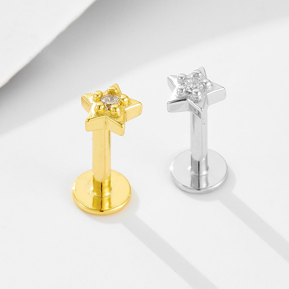 Planderful S925 Sterling Silver Earrings Geometric Star Zircon Set For Women Elegant Jewelry