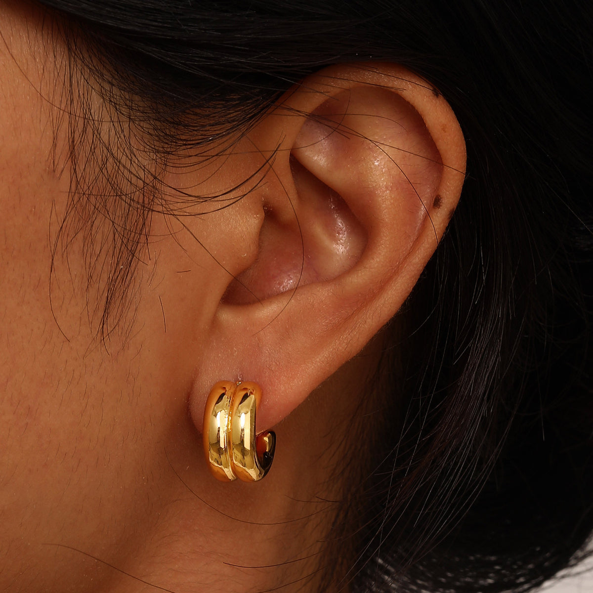 Triple-Band Hoop Earrings — Three Finishes