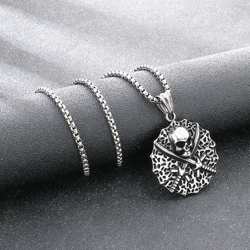 Halloween Skull Pendant, Trendy Pirate Of The Caribbean Ghost Head Motorcycle Titanium Steel Necklace