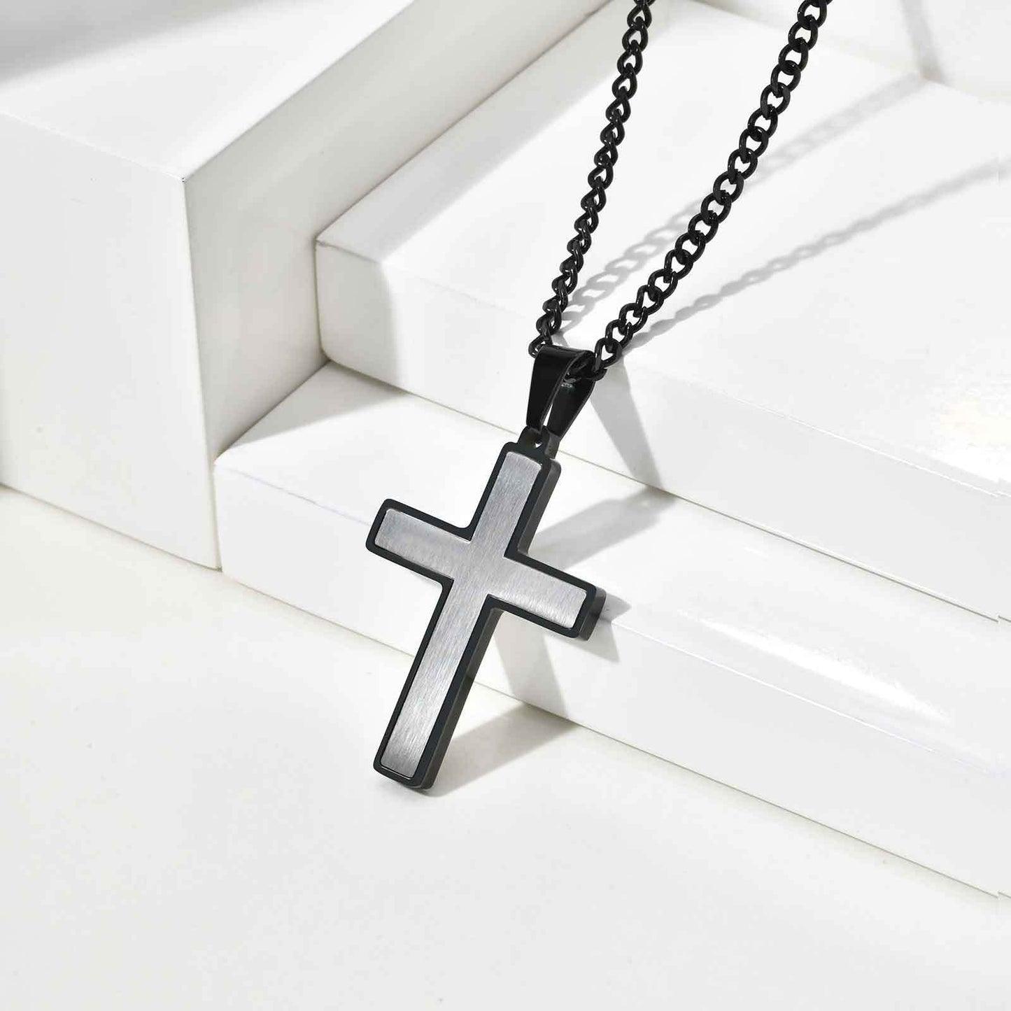 Planderful Stainless Minimalist TwoTone Cross Pendant Men