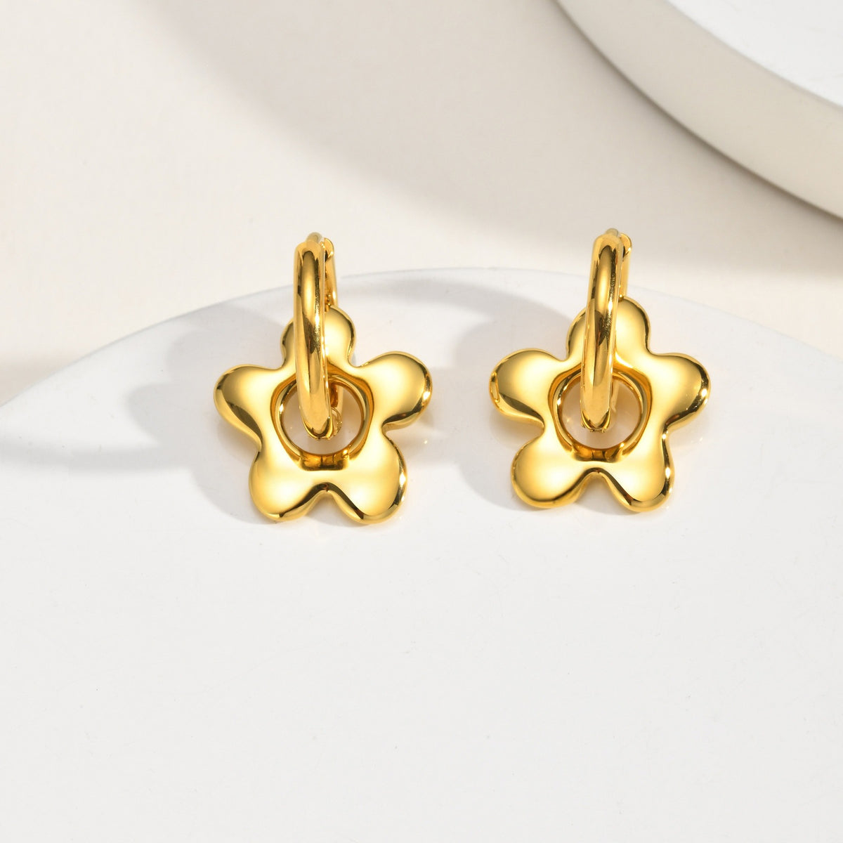 Stainless Steel Floral Earrings