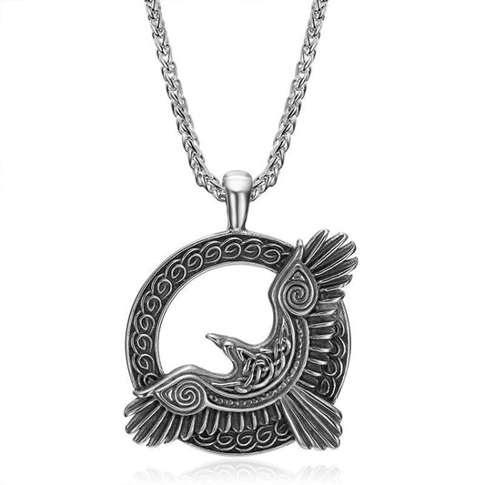 Planderful Odin Crow Pendant Necklace For Men Stainless Steel Durability Viking Raven Jewelry