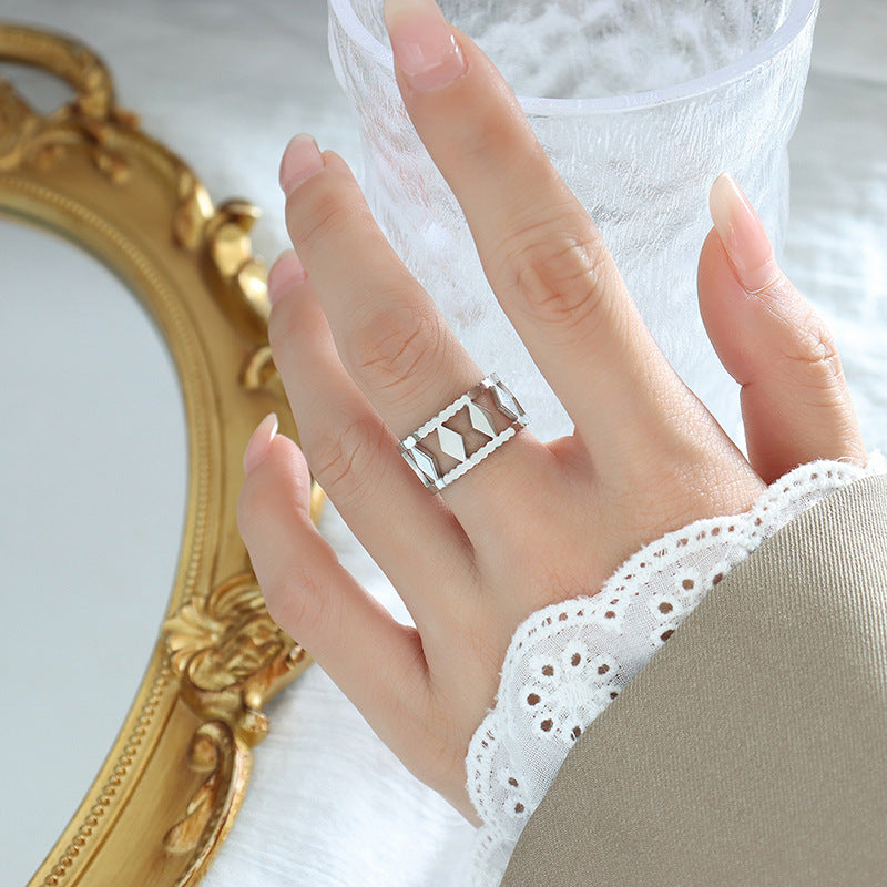 Golden Open Ring with Adjustable Titanium Steel - Minimalist Style European and American Design